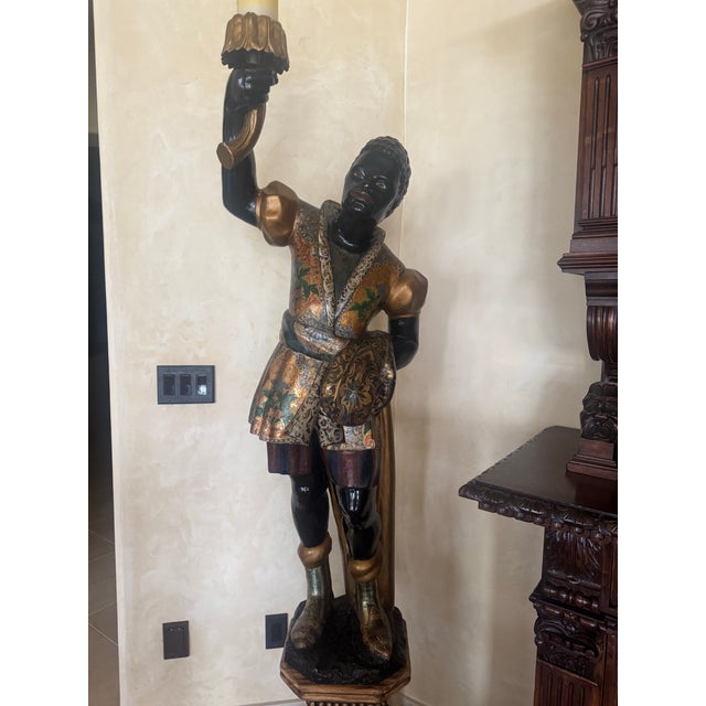 Mid 19th Century Antique Italian Blackamoor Life Size Statue Pair For Sale - Image 5 of 7