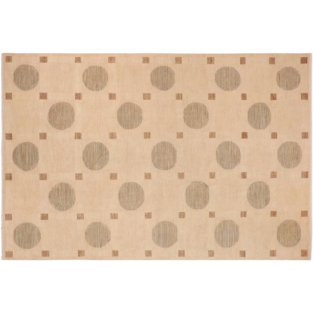 Boho Chic Gabbeh Tan/Green Wool Rug - 9'10'' X 14'2'' For Sale - Image 9 of 10