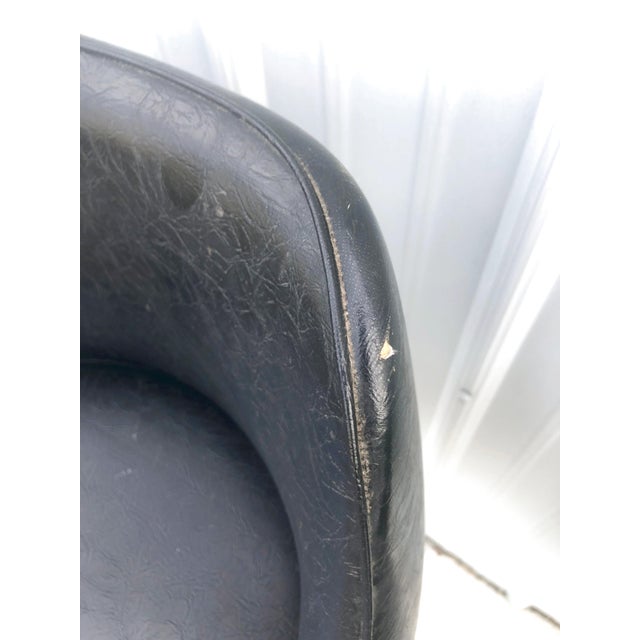 Mid Century Modern Black Vinyl Swivel Bar Stools Set of 3 Chairish