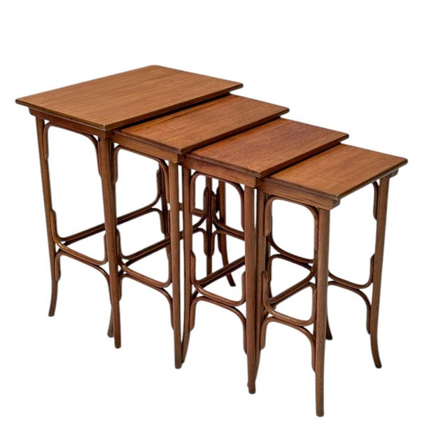 Wood Vienna Secession Bentwood Nesting Tables by Michael Thonet for Thonet, 1890s, Set of 4 For Sale - Image 7 of 14