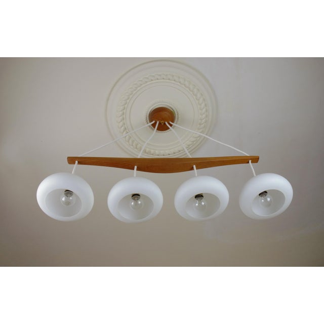 Swedish Teak and Glass Four Light Hanging Lamp, 1960s For Sale - Image 6 of 13