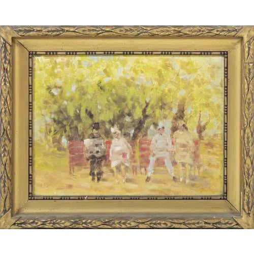 Americo Dinis, Figures, Oil on Cardboard For Sale