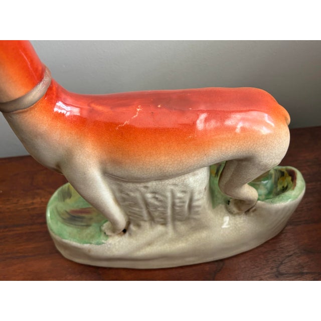 Vintage Staffordshire Style Whippet Dog With Fish For Sale - Image 6 of 9