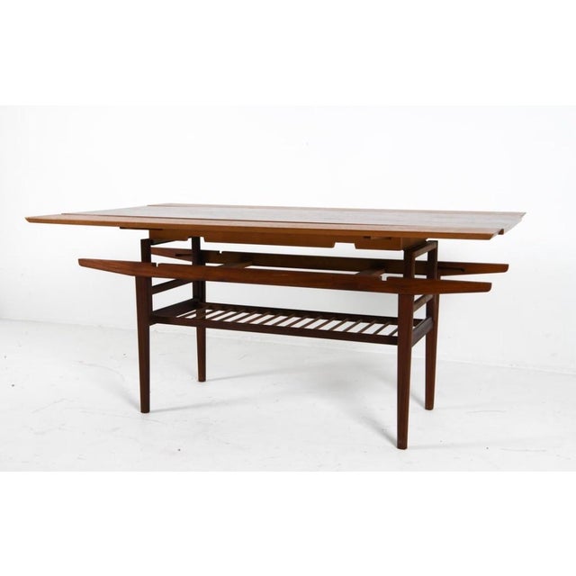 Danish 1960’s Teak Elevating Coffee Table W/Hidden Leaves Attributed to Kai Kristiansen For Sale - Image 11 of 12