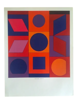 Victor Vasarely Op Art Modernist Geometric Lithograph Print " Alphabet v.r. " 1960