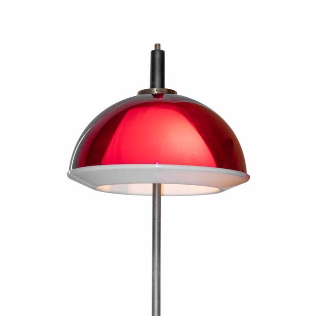 Vintage Red Floor Lamp in Marble Base and Acrylic Glass Shade, Italy, 1970s For Sale - Image 3 of 5
