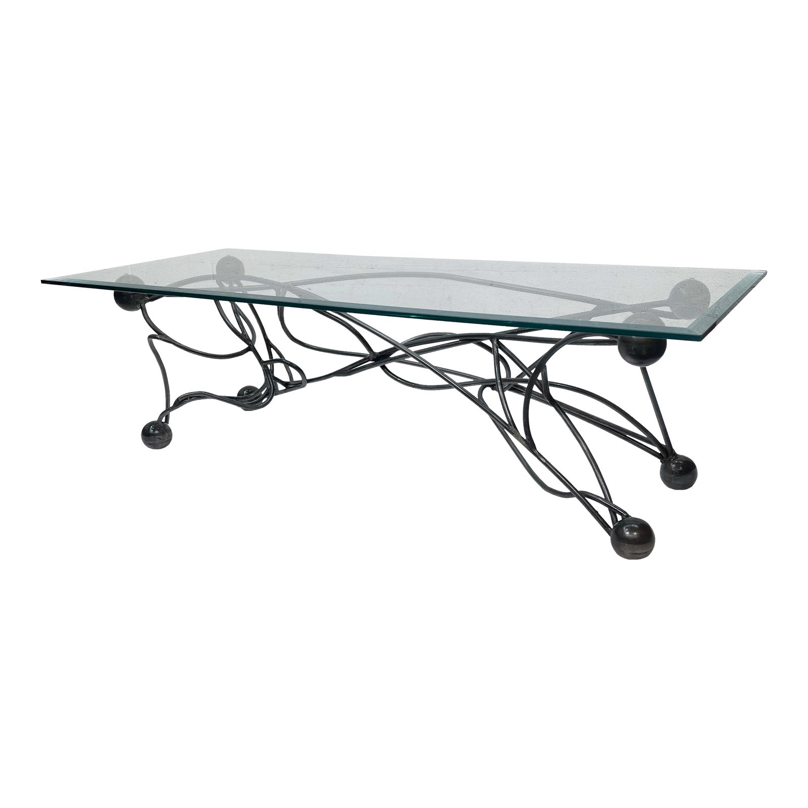 Brutalist Style Steel and Glass Coffee Table Chairish