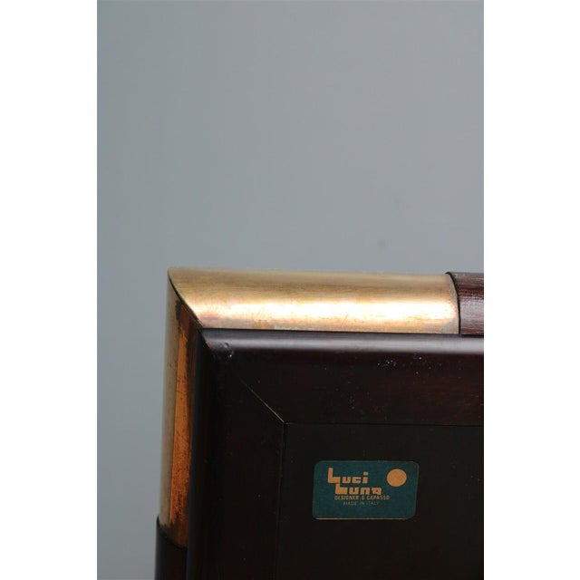 Brown Wooden and Brass Photo Frame, Italy, 1970s For Sale - Image 8 of 12