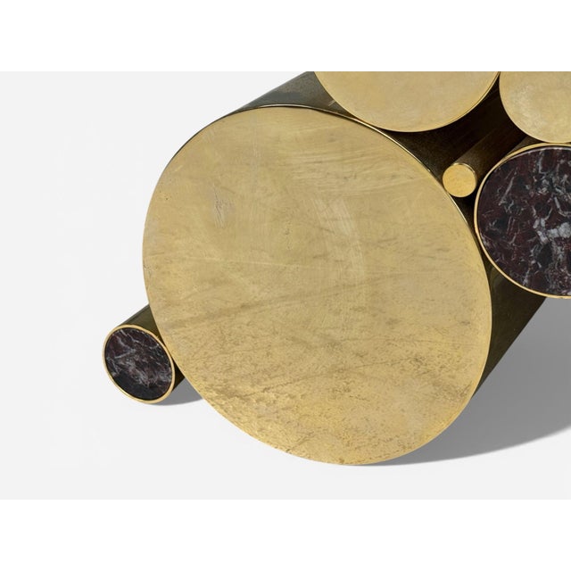 Brass Malabar, Polished Brass, Marble, Wanderlust Console, Portugal, 21st C. For Sale - Image 8 of 9