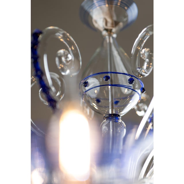Art Deco Cobalt Blue Murano Glass Chandelier by Gino Cenedese for Cenedese, 1940s For Sale - Image 4 of 18