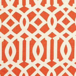 Sample- Schumacher Imperial Trellis Ii Fabric in Ivory / Mandarin For Sale