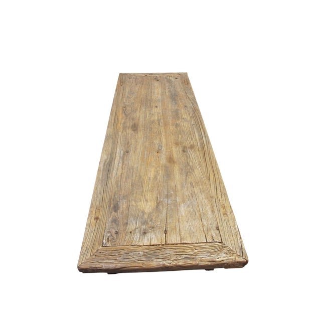 Vintage 86" Long Elm Bench For Sale - Image 9 of 13