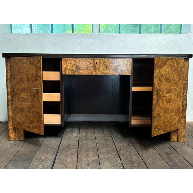 Art Deco Study Set in Mountain Elm Burl, 1925, Set of 2 For Sale - Image 10 of 11