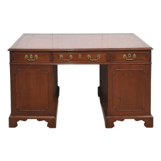 Mahogany and Leather Partners Desk For Sale