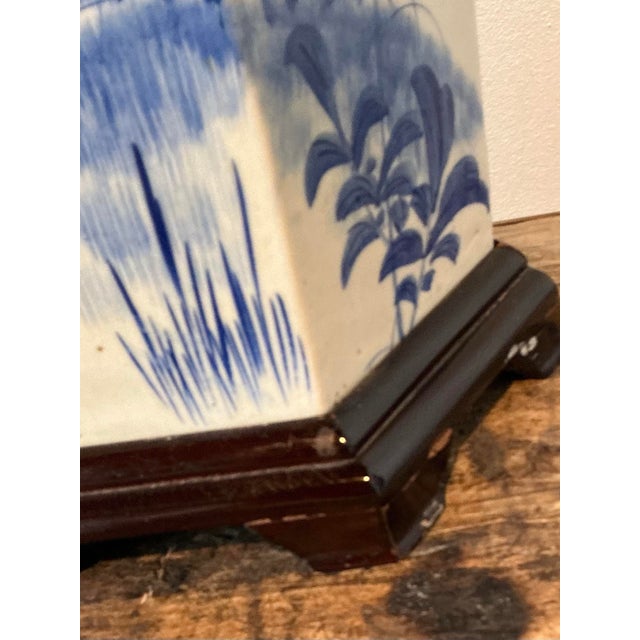 Vintage Asian Blossom Blue and White Umbrella Stand For Sale - Image 11 of 12