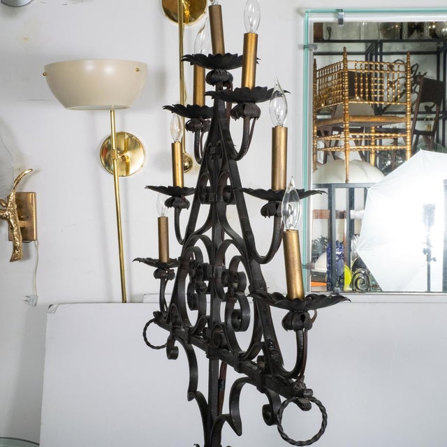 Gothic Gothic wrought iron candelabra style floor lamp For Sale - Image 3 of 12