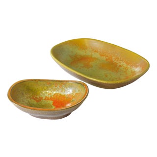 Italian Pottery Studio Abstract Ceramic Bowl by Alessio Tasca, 1980s, Set of 2 For Sale