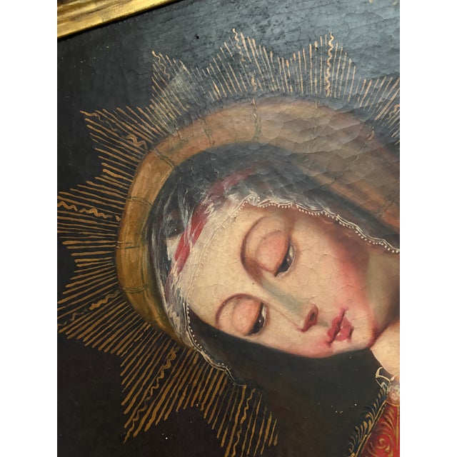 Spanish Attributed Cusco School Madonna & Child Oil on Canvas, Peru, 19th Century or Earlier, Family Provenance For Sale - Image 3 of 18