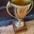 Classic Gold-Tone Metal Loving Cup Trophy Mounted on a Tiered Walnut Wood Base. For Sale - Image 10 of 13