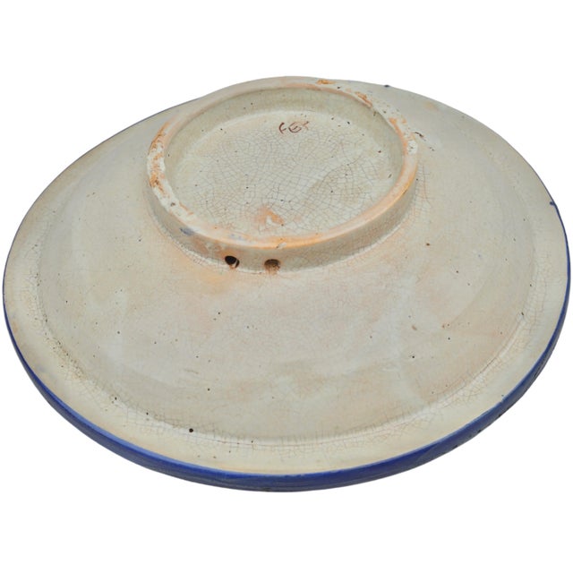 Late 19th Century Moroccan Blue Calligraphy-Patterned Chiseled Ceramic Plate For Sale - Image 10 of 10