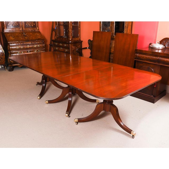 Brown Antique Regency Triple Pillar Dining Table and Swag Back Chairs, 1890s, Set of 15 For Sale - Image 8 of 18
