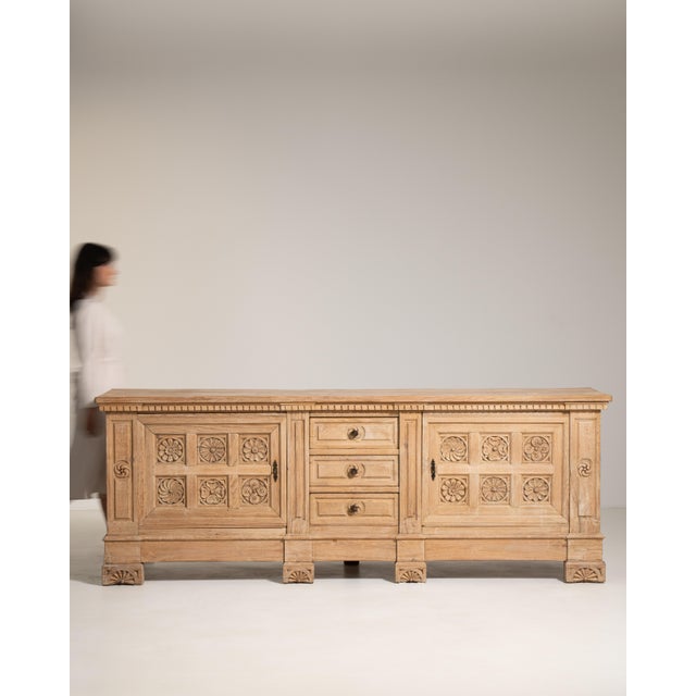 1970s 1970s Carved Brutalist Oak Buffet For Sale - Image 5 of 14