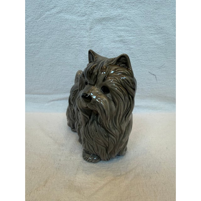 Adorable Gray Porcelain Yorkie Planter