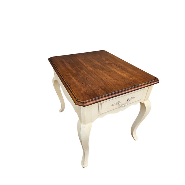 Ethan Allen French Country End Side One Drawer Distressed Finish 616 For Sale - Image 11 of 12
