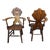 19th C. Antique Tiger Wood Carved Barrel Arm Chairs ~ a Pair For Sale