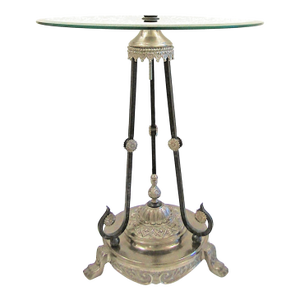 Gorgeous Verdi Gris Circular Neoclassical Italian Gueridons Glass Top Table