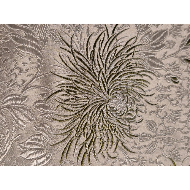 1990s Dual Sided White and Green Asian Silk Crysanthemum Fabric1 Panel For Sale - Image 11 of 13