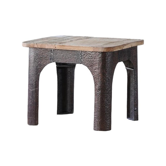 Matthew Izxo Home Textures Iron and Reclaimed Wood Side Table For Sale - Image 4 of 4