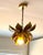 1970s Vintage 1970's Italian Gilt Metal Lotus Flower Pendant/ Chandelier/ Ceiling Fixtures a - Pair For Sale - Image 5 of 8