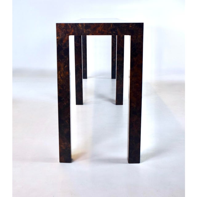 1970s Milo Baughman Parsons Burl Tortoise Console Table For Sale - Image 5 of 11