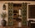 Antique Indian Carved and Painted Teakwood Door, each door with 3 panels intricately carved with flat quatrefoil, diamond,...