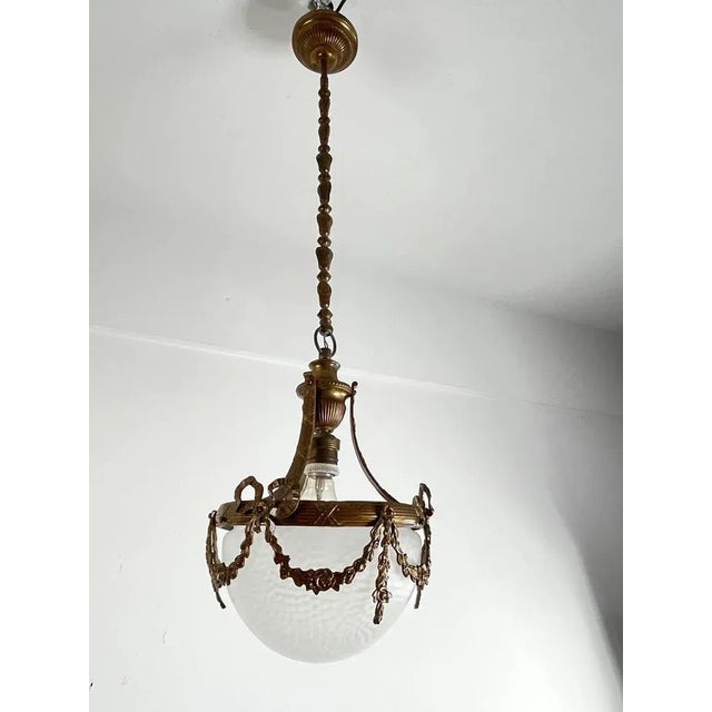 Mid-Century Bronze and Glass Empire Style Hanging Light, 1950s For Sale - Image 13 of 13