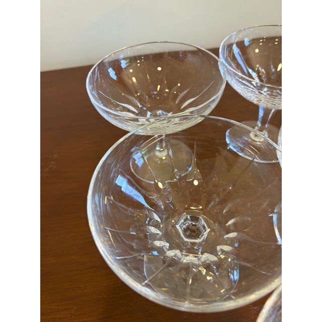 Vintage Josair German Etched Crystal Champagne Coupe Glasses – Set of 8 For Sale - Image 10 of 11