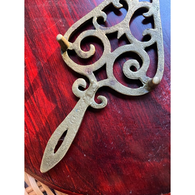 Vintage Brass Scrolling Small Trivet For Sale In Atlanta - Image 6 of 9