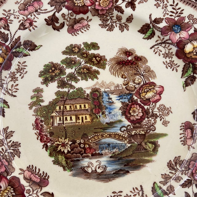 Ceramic Vintage Royal Staffordshire "Tonquin" Dinner Plates by Clarice Cliff – Set of 6 For Sale - Image 7 of 11