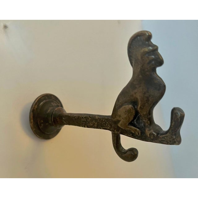 Solid Brass Door Coat Hook with Monkey For Sale - Image 4 of 7