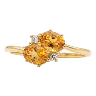 Dual Citrine Gemstone Toi Et Moi Ring | Unique Stacking Birthstone Ring Us 7 For Sale