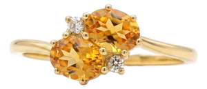 Dual Citrine Gemstone Toi Et Moi Ring | Unique Stacking Birthstone Ring Us 7