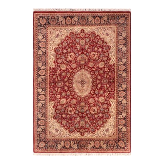 Art Nouveau Medallion 1990's Pak-Persian Red/Blue Wool Rug - 6'0'' X 9'3'' For Sale