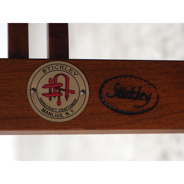 Stickley Mission Cherry Leather Bench For Sale - Image 14 of 16