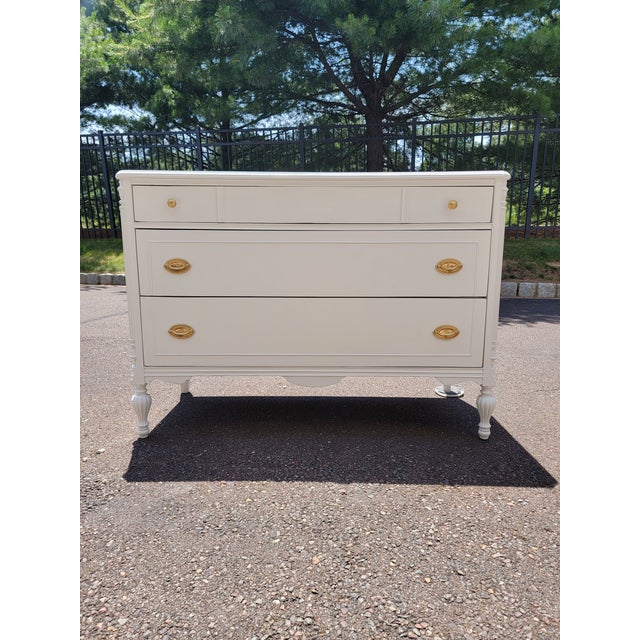 Vintage White Dresser With Gold Hardware Chairish