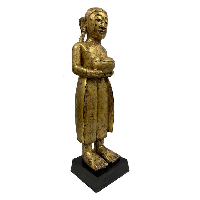 Mid-20th Century Carved Wooden Gilt Standing Thai Buddha Statues, Set of 4 For Sale - Image 14 of 18