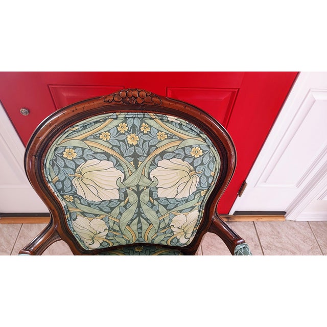 Vintage Italian Chair Reupholstered in William Morris Print For Sale - Image 9 of 11