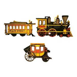 1970s Vintage Train Locomotive, Caboose and Stagecoach Wall Decor by Homco Set of 3