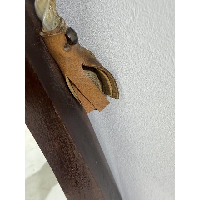 Shield Oval Wall Mirror in Teak, Rope, and Leather, Italy, 1960s For Sale - Image 9 of 11
