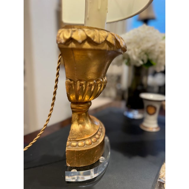 Early 20th Century Antique Giltwood Architectural Fragment Lamp, Custom Shade, Professionally Wired For Sale - Image 5 of 10